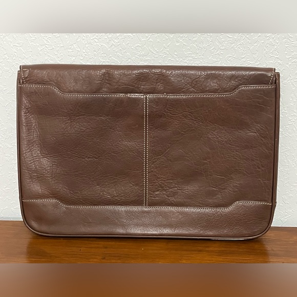 COLE HAAN Dark Brown Genuine Leather Front Flap Underarm Portfolio Briefcase - Picture 4 of 16